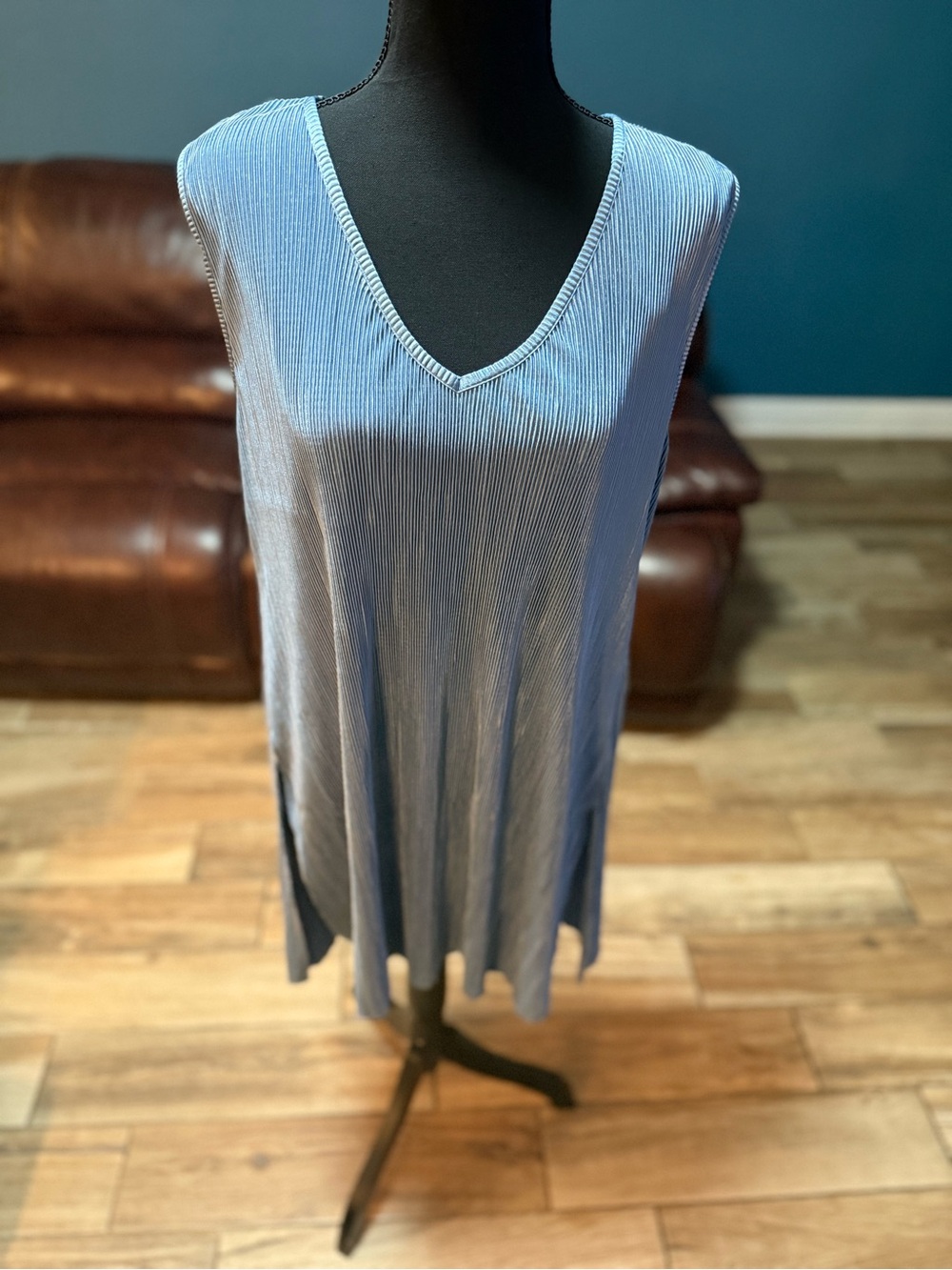 Cyrus Light Blue V-Neck Mini Dress
